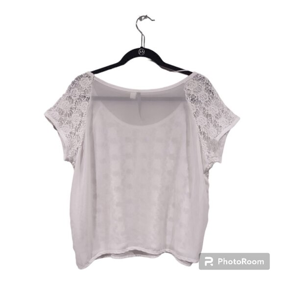 Lauren Conrad White Lace Top Size XL - 3FOR$25 - - Picture 2 of 3